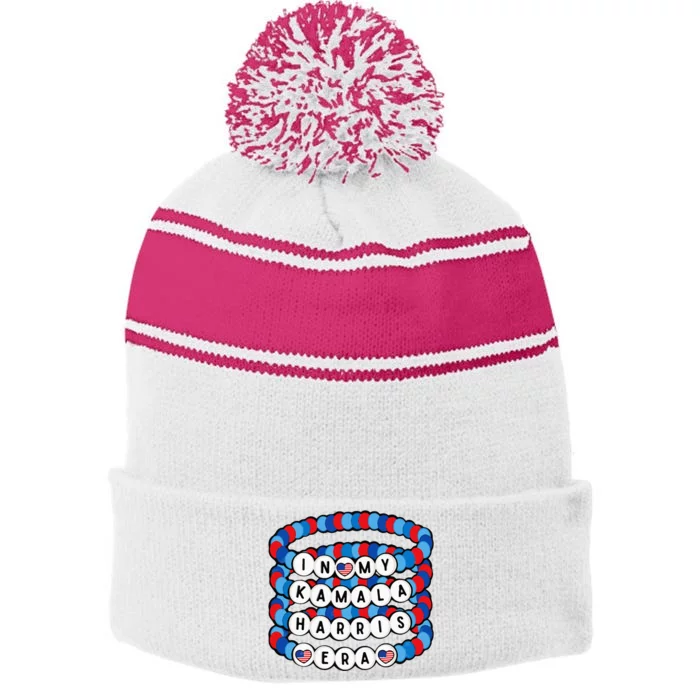 In My Kamala Harris Era Harris Democrat Harris 2024 Bracelet Stripe Pom Pom Beanie