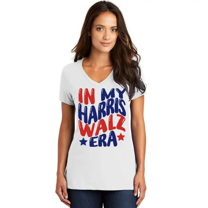 In My Kamala Era Groovy Harris For Madam President 2024 Women's V-Neck T-Shirt