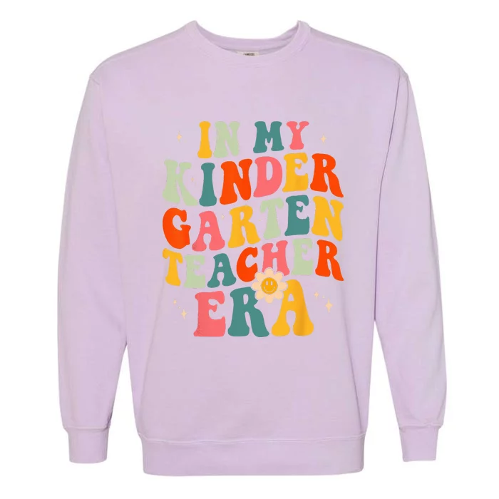 In My Kindergarten Teacher Era Kinder Groovy Retro Garment-Dyed Sweatshirt