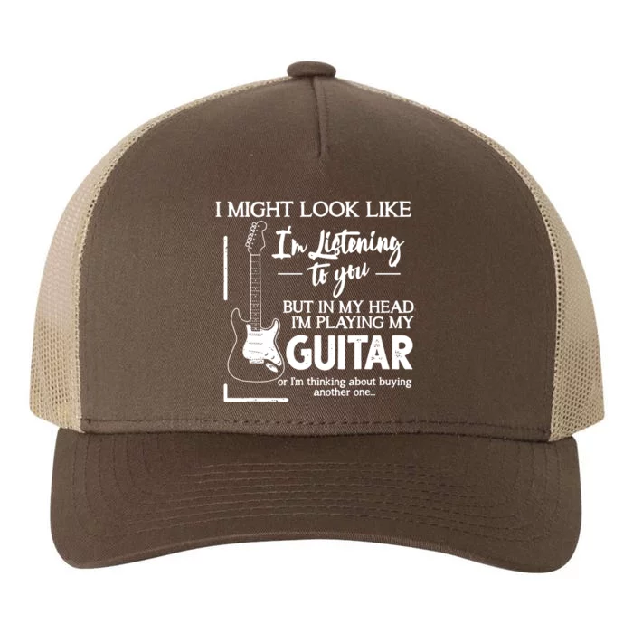 I Might Look Like Im Listening To You Music Guitar Yupoong Adult 5-Panel Trucker Hat