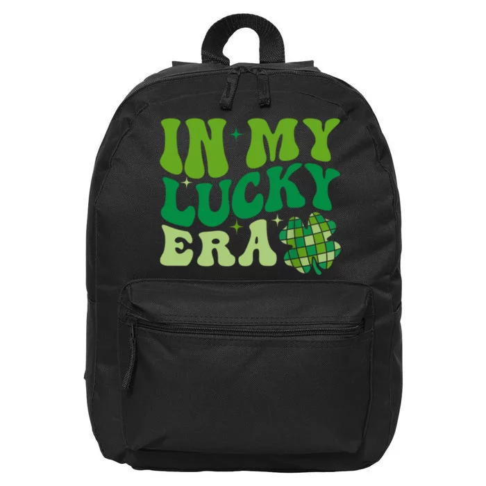 In My Lucky Era St Patricks Day Retro Groovy 16 in Basic Backpack