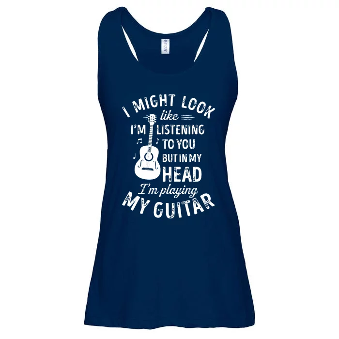 I Might Look Like Im Listening To You Funny Guitar Music Ladies Essential Flowy Tank