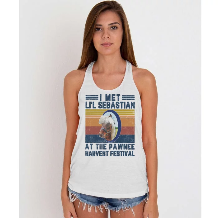 I Met Lil Sebastian At The Pawnee Harvest Festival Vintage Women's Knotted Racerback Tank