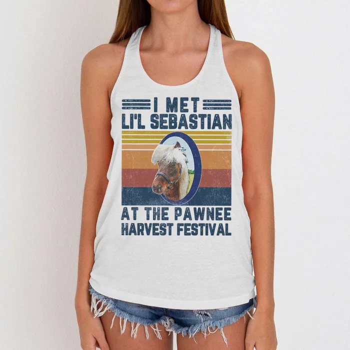 I Met Lil Sebastian At The Pawnee Harvest Festival Vintage Women's Knotted Racerback Tank