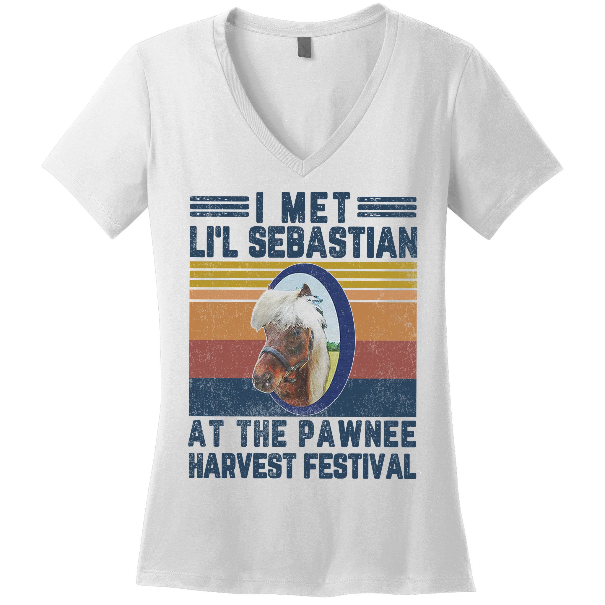 I Lil Sebastian At The Pawnee Festival Vintage Women's V-Neck T- Shirt TeeShirtPalace