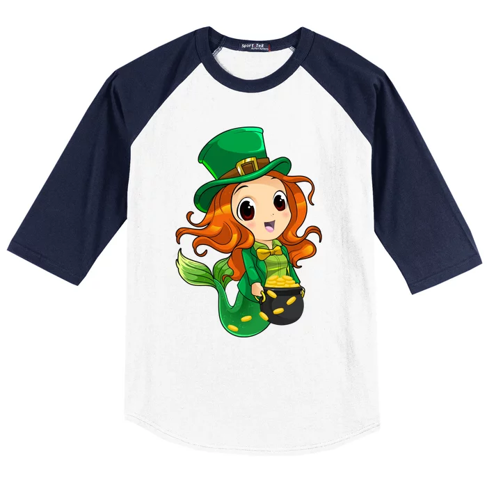 Irish Mermaid Leprechaun St Patricks Day Lucky Mermaid Gift Baseball Sleeve Shirt