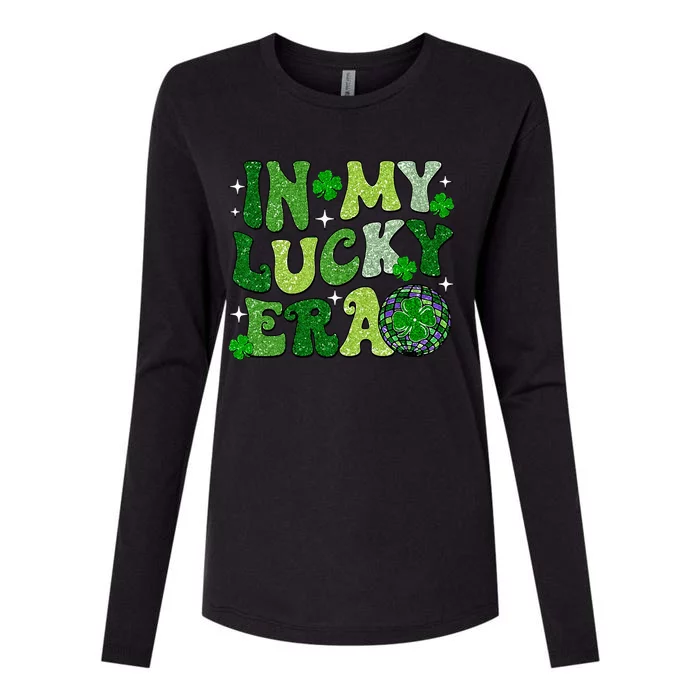 In My Lucky Era St Patricks Day Hippie Smile Face Shamrock Womens Cotton Relaxed Long Sleeve T-Shirt