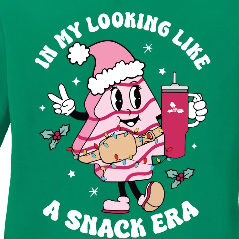 In My Looking Like A Snack Funny Christmas Tree Cakes Ladies Long Sleeve Shirt