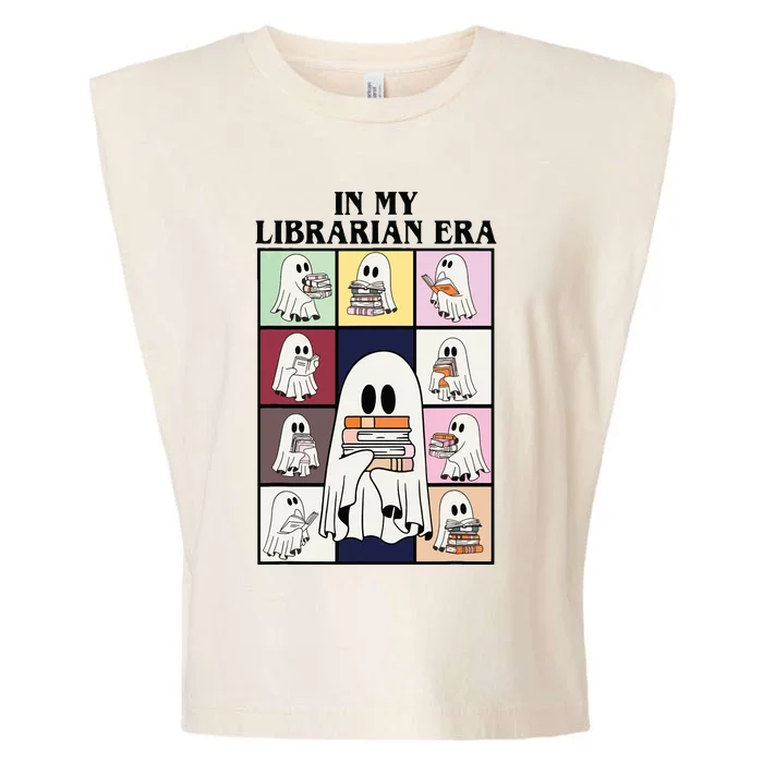 In My Librarian Era Funny Ghost Read Books In Halloween Day Garment-Dyed Women's Muscle Tee