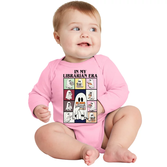 In My Librarian Era Funny Ghost Read Books In Halloween Day Baby Long Sleeve Bodysuit