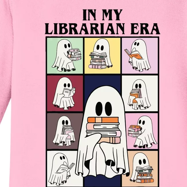 In My Librarian Era Funny Ghost Read Books In Halloween Day Baby Long Sleeve Bodysuit