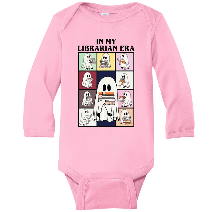 In My Librarian Era Funny Ghost Read Books In Halloween Day Baby Long Sleeve Bodysuit