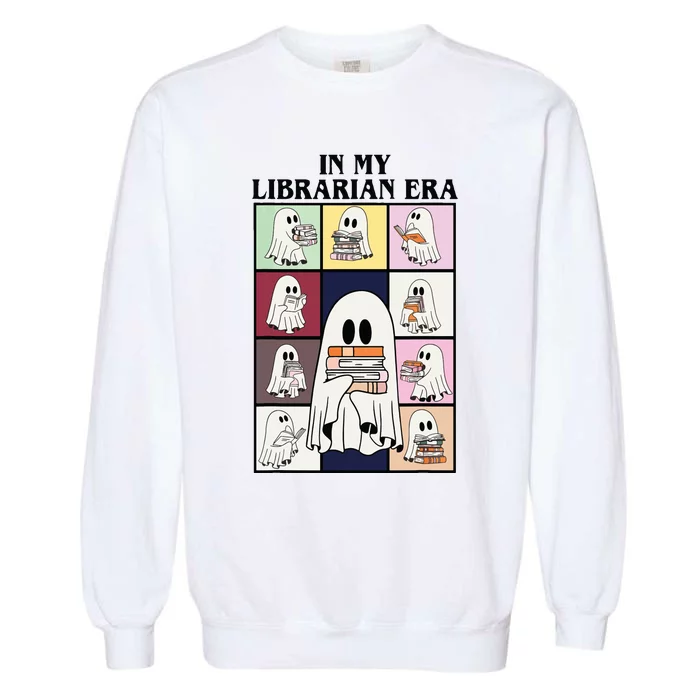 In My Librarian Era Funny Ghost Read Books In Halloween Day Garment-Dyed Sweatshirt