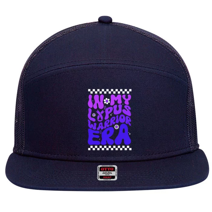 In My Lupus Warrior Era Purple Ribbon Lupus Awareness 7 Panel Mesh Trucker Snapback Hat