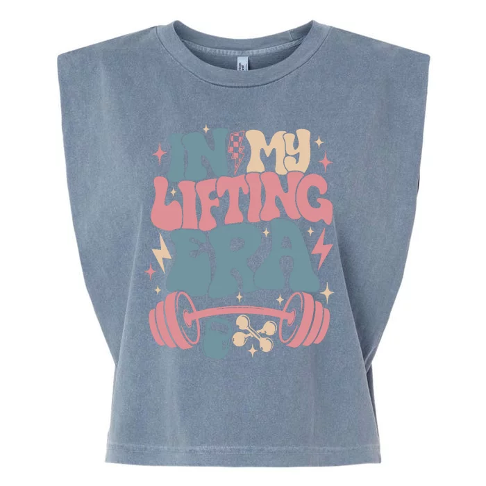 In My Lifting Era Groovy Gym Weight (On Back) Garment-Dyed Women's Muscle Tee