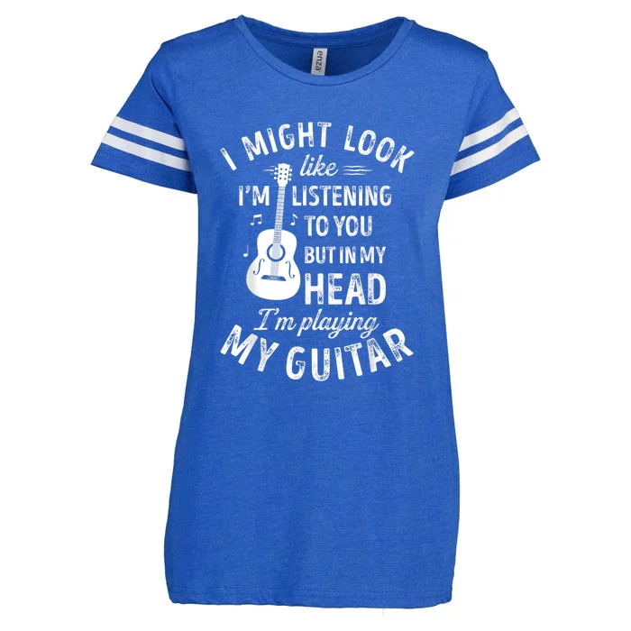 I Might Look Like I'm Listening To You Music Guitar Enza Ladies Jersey Football T-Shirt