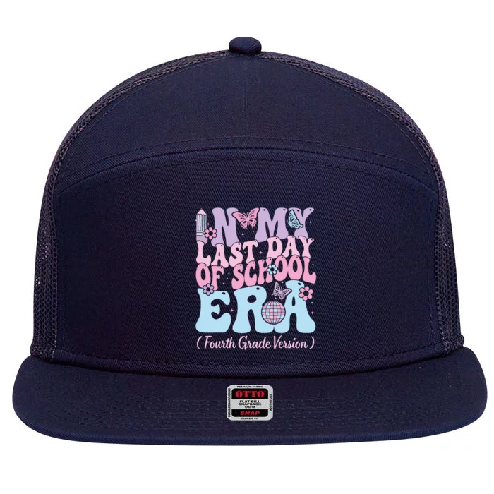 In My Last Day Of School Era Fourth 4th Grade Teacher 7 Panel Mesh Trucker Snapback Hat