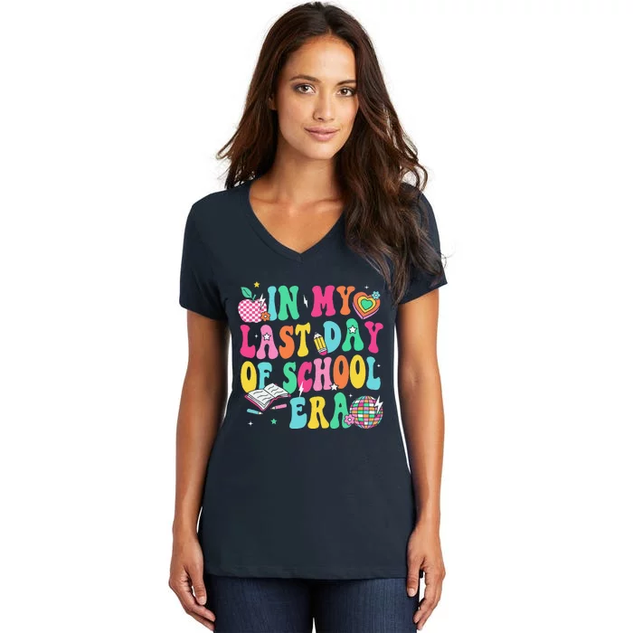 In My Last Day Of School Era Teacher Graduation Women's V-Neck T-Shirt