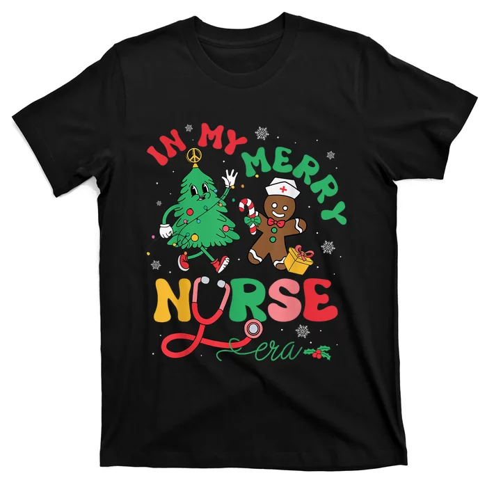 In My Merry Nurse Era Christmas Tree Gingerbread Nursing Pjs T-Shirt