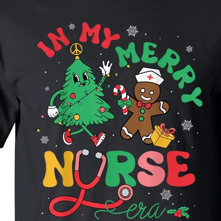 In My Merry Nurse Era Christmas Tree Gingerbread Nursing Pjs Tall T-Shirt