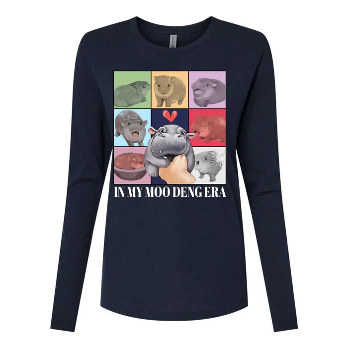 In My Moo Deng Era Funny Hippo Meme Womens Cotton Relaxed Long Sleeve T-Shirt