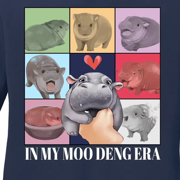 In My Moo Deng Era Funny Hippo Meme Ladies Long Sleeve Shirt