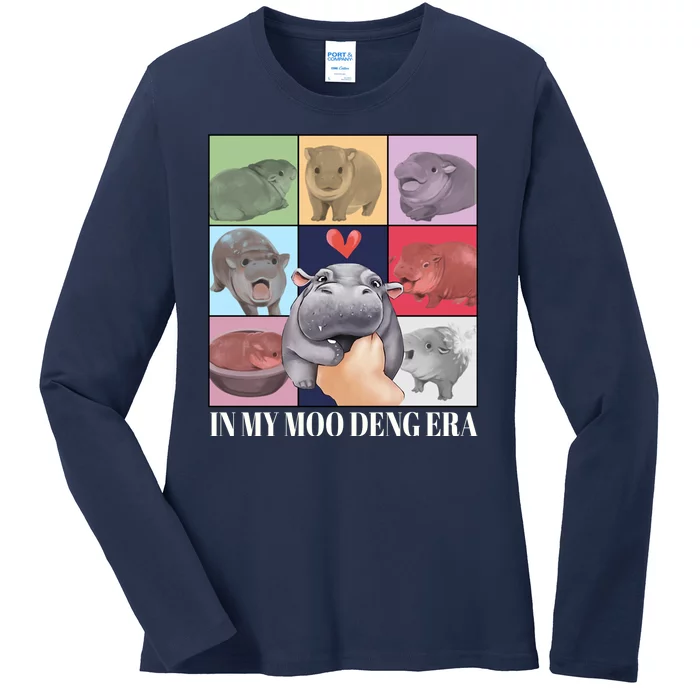 In My Moo Deng Era Funny Hippo Meme Ladies Long Sleeve Shirt