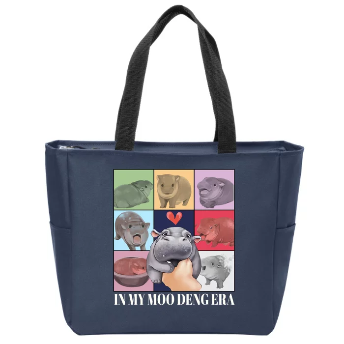 In My Moo Deng Era Funny Hippo Meme Zip Tote Bag