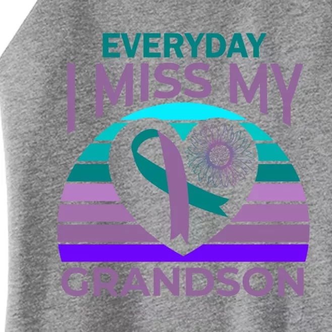 I Miss My Grandson Heart Suicide Awareness Grandma Gift Women’s Perfect Tri Rocker Tank