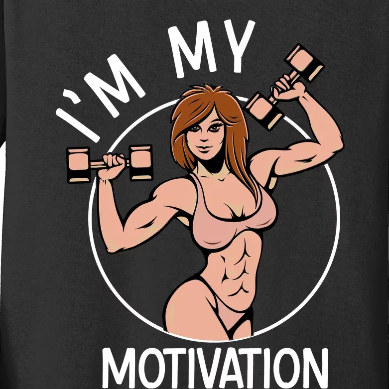 IM My Motivation Fitness Graphic Kids Long Sleeve Shirt