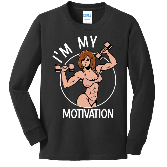 IM My Motivation Fitness Graphic Kids Long Sleeve Shirt