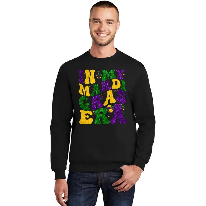 In My Mardi Gras Era Retro Groovy Fleur De Lis Fat Tuesday Tall Sweatshirt