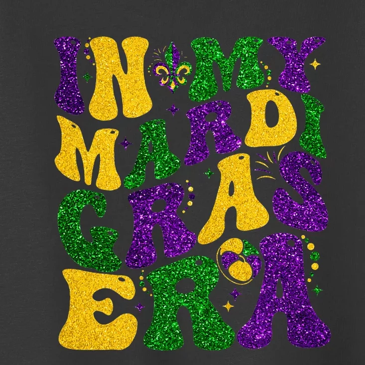 In My Mardi Gras Era Retro Groovy Fleur De Lis Fat Tuesday Toddler T-Shirt