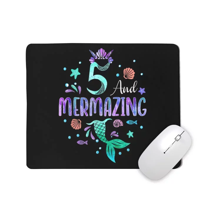 Its My Mermazing 5th Birthday Mermaid Girl Theme 5 Yrs Old Mousepad