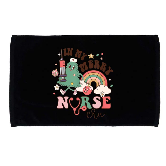 In My Merry Nurse Era Retro Groovy Nurse Christmas Tree Xmas Gift Microfiber Hand Towel