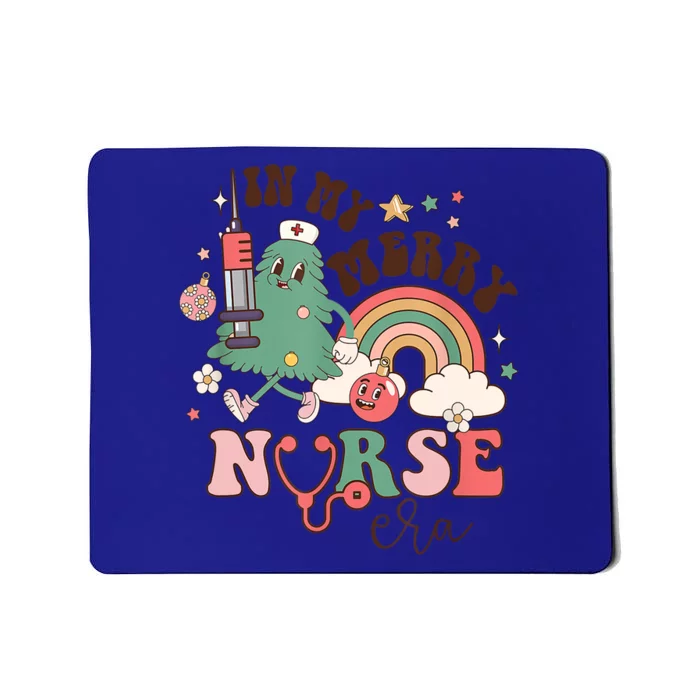 In My Merry Nurse Era Retro Groovy Nurse Christmas Tree Xmas Gift Mousepad