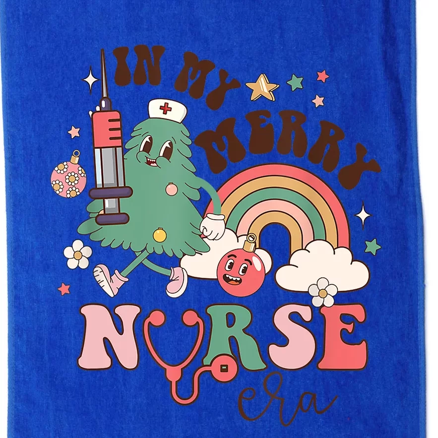 In My Merry Nurse Era Retro Groovy Nurse Christmas Tree Xmas Gift Platinum Collection Golf Towel