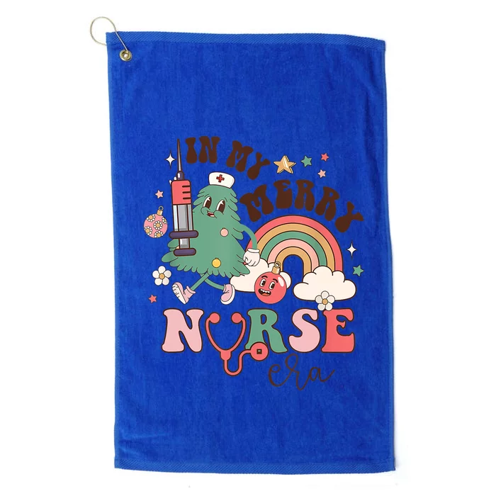 In My Merry Nurse Era Retro Groovy Nurse Christmas Tree Xmas Gift Platinum Collection Golf Towel