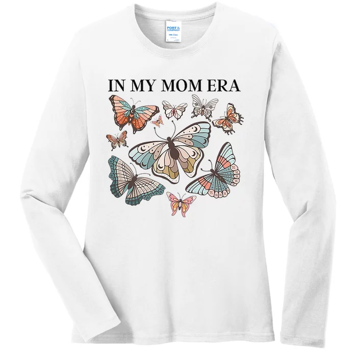 In My Mom Era Butterfly Ladies Long Sleeve Shirt