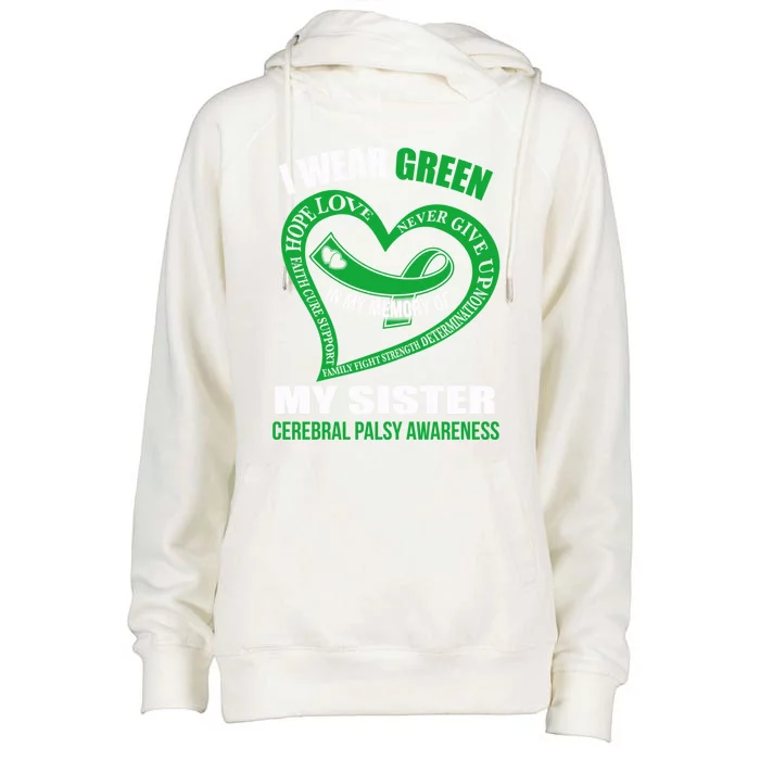 In My Memory Of My Sister Cerebral Palsy Awareness Gift Womens Funnel Neck Pullover Hood