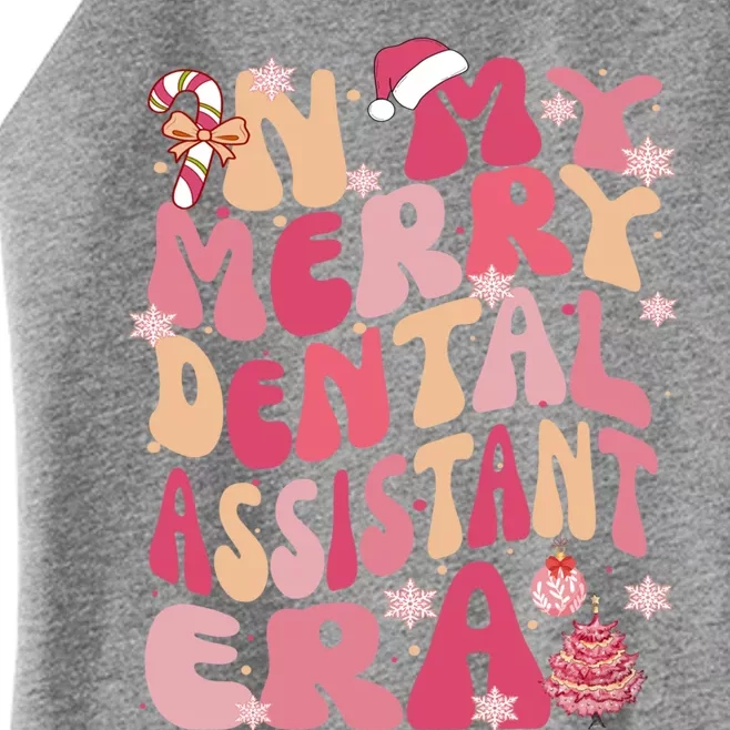 In My Merry Dental Assistant Era Retro Groovy Pink Christmas Gift Women’s Perfect Tri Rocker Tank