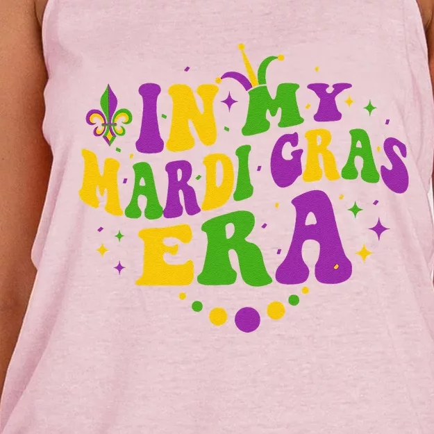 In My Mardi Gras Era Festival Retro Carnival Party Holiday Women's Knotted Racerback Tank