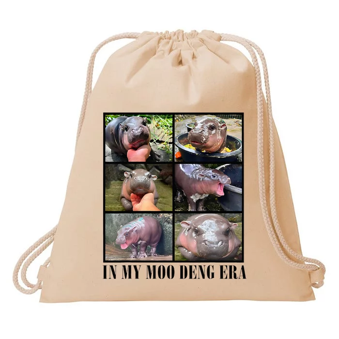 In My Moo Deng Era  Moo Deng Lover Drawstring Bag