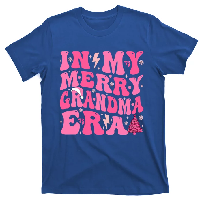 In My Merry Grandma Era Groovy Pink Christmas Grandma Gift T-Shirt