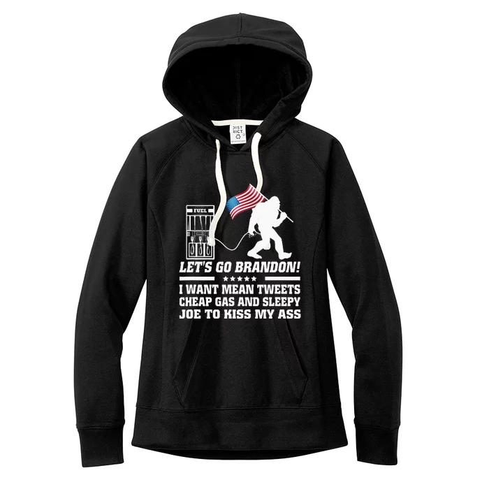 I Miss Mean Tweets And Cheap Gas Funny Anti Biden Bigfoot Women's Fleece Hoodie