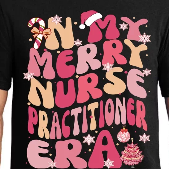 In My Merry Nurse Practitioner Era Retro Groovy Christmas Gift Pajama Set