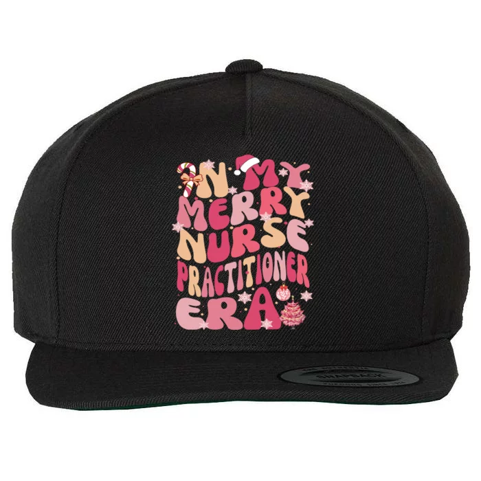 In My Merry Nurse Practitioner Era Retro Groovy Christmas Gift Wool Snapback Cap