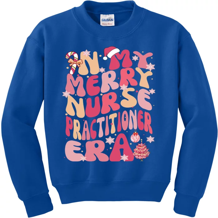 In My Merry Nurse Practitioner Era Retro Groovy Christmas Gift Kids Sweatshirt