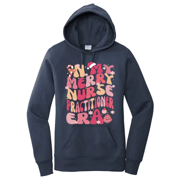 In My Merry Nurse Practitioner Era Retro Groovy Christmas Gift Women's Pullover Hoodie