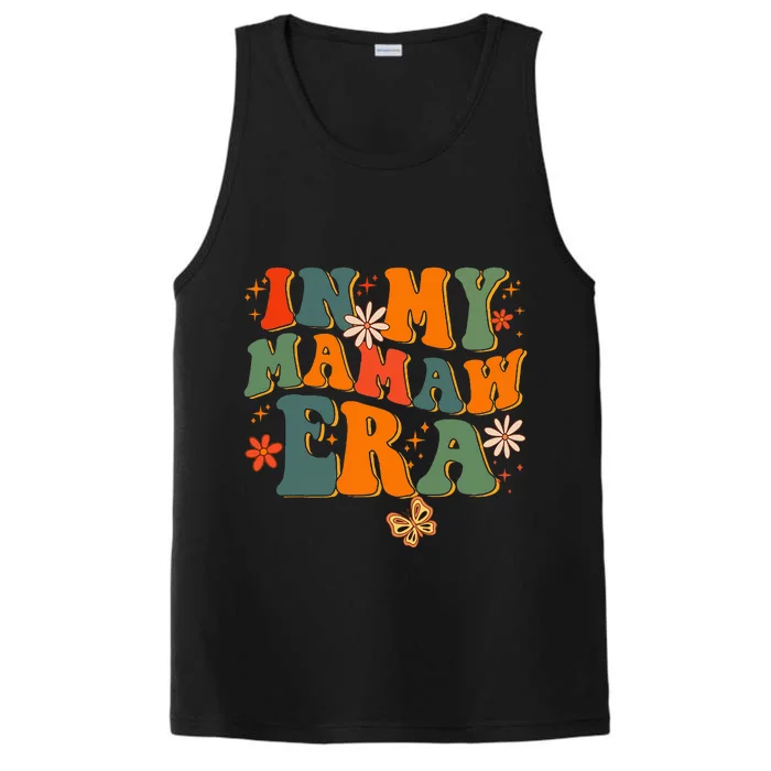 In My Mamaw Era Groovy Retro Floral Hippie Cool Mamaw Club Performance Tank